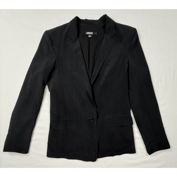Dkny Jackets & Blazers - DKNY VTG Silk Black Slim-Fit One-Button Blazer Sz 2